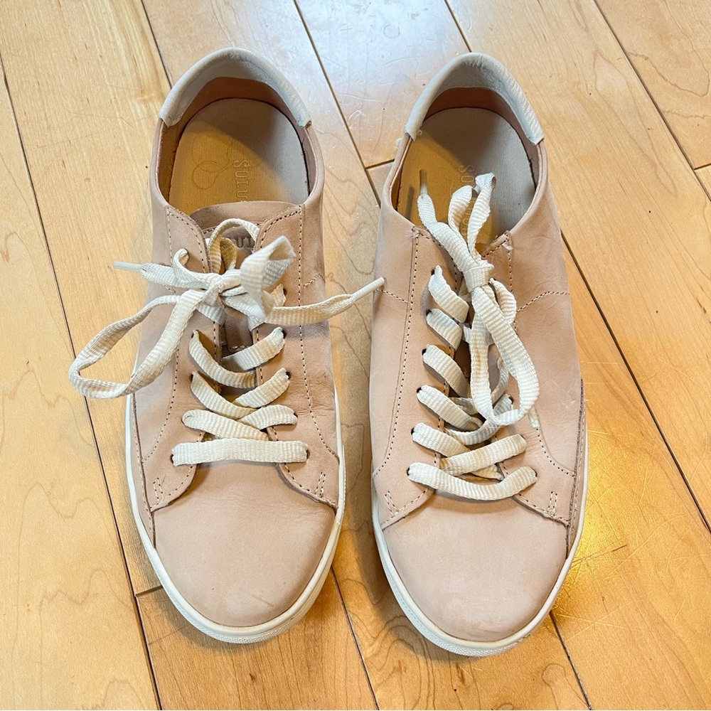 Soludos The Ibiza Classic Sneakers Champagne Pink leather lace up size 7.5 - Picture 4 of 9
